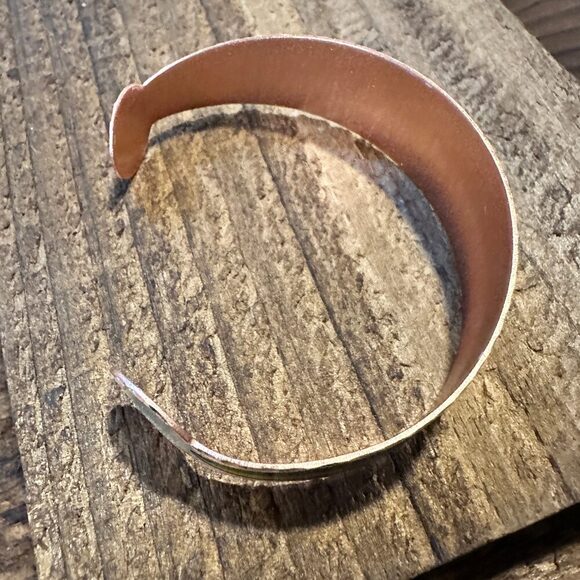 Handmade Boho Copper Wide Cuff Bracelet, Diamond Cut Rainbow Pride Design, Gift - Picture 7 of 11